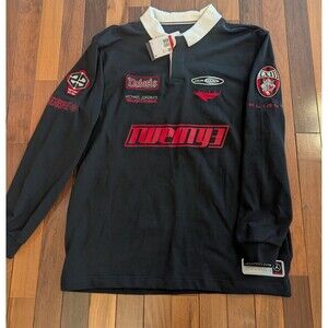 Jordan Essentials Long-Sleeve Rugby Top- Black-HF9323 010- Mens LG NWT